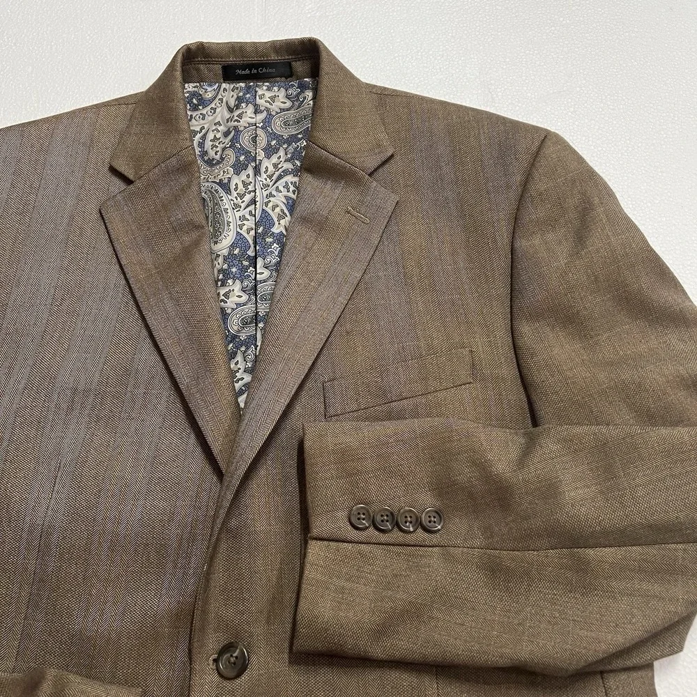 Lauren Ralph Lauren LRL Tan Beige Paisley Lined Blazer Sport Coat Jacket Men 42S